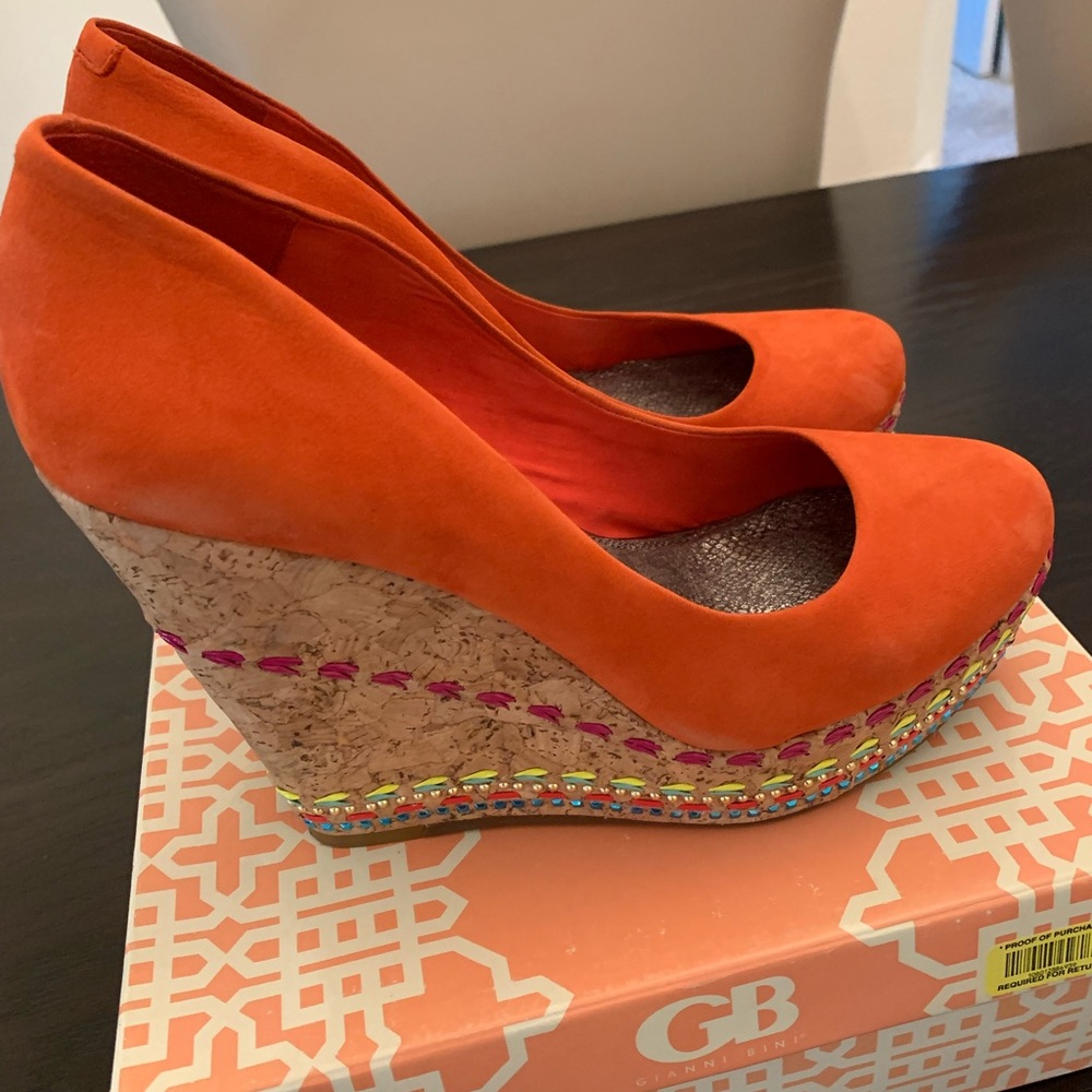 COPY - Women’s orange wedge heels size 9.5